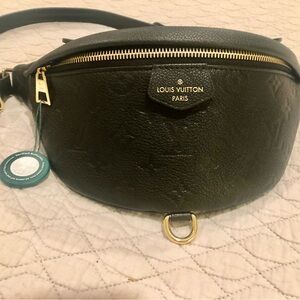 Louis Vuitton Black Leather Crossbody with Gold Details
